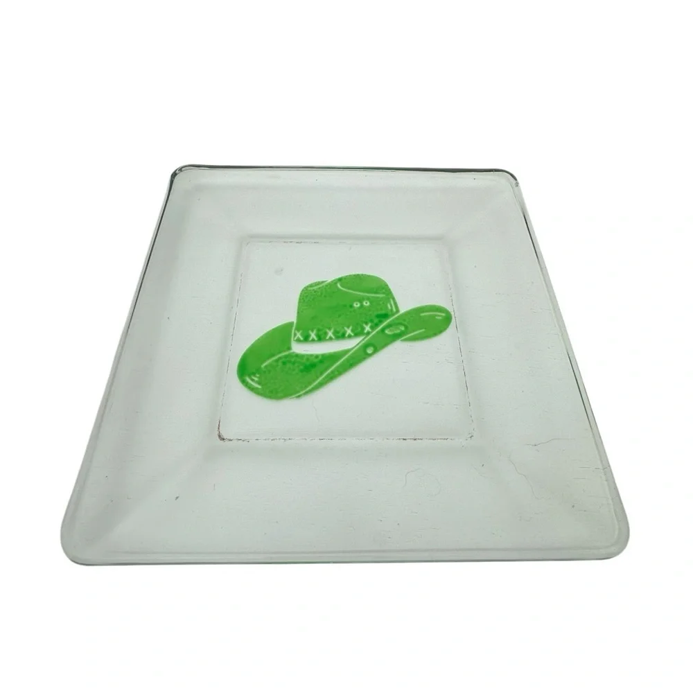 Green Boot Design Glass Plate